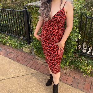 Orange leopard print dress